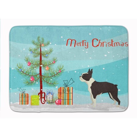 Carolines Treasures Boston Terrier Christmas Tree Machine Washable Memory Foam Mat CK3525RUG